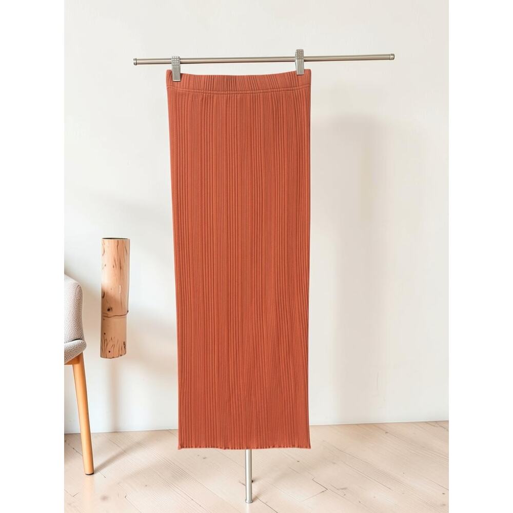 NW0T O'Neill Rib Knit Bodycon Midi Skirt Rust Terracotta Stretch Size Small XS - Picture 2 of 4